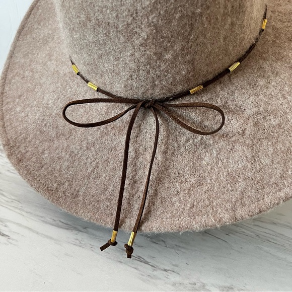 Something Special Floppy Wide Brim Wool Hat Brown Tan - Picture 3 of 9